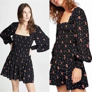 Free people two faces mini smocked dress